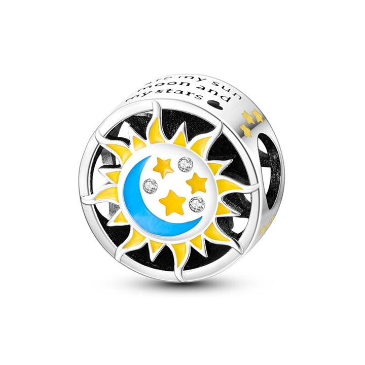 Charm Abalorio de Sol y Luna Estrellada