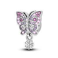 Thumbnail for Charm Mariposa Floral Rosa Diamantada