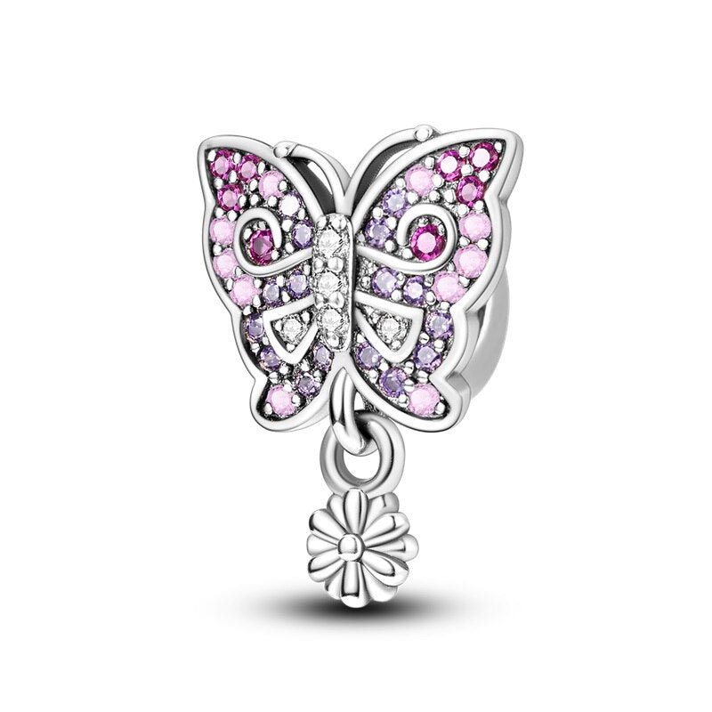 Charm Mariposa y Flor Diamantada