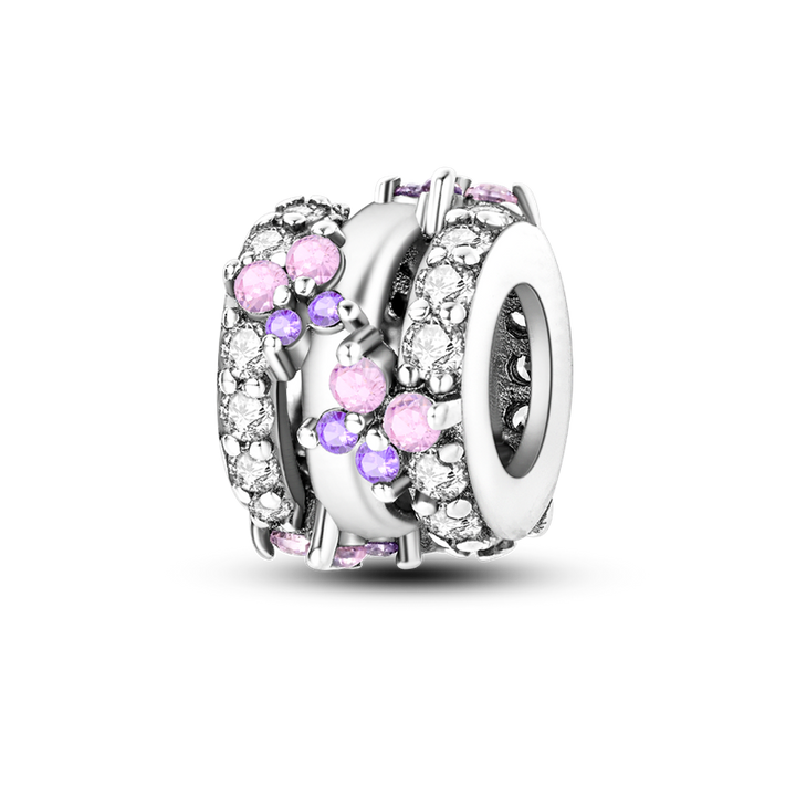 Charm Abalorio de Flores Rosas Diamantadas