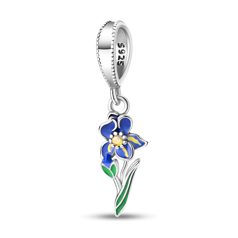 Charm Flor Azul con Tallo