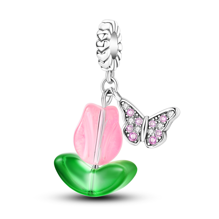 Charm Tulipán Rosa y Mariposa