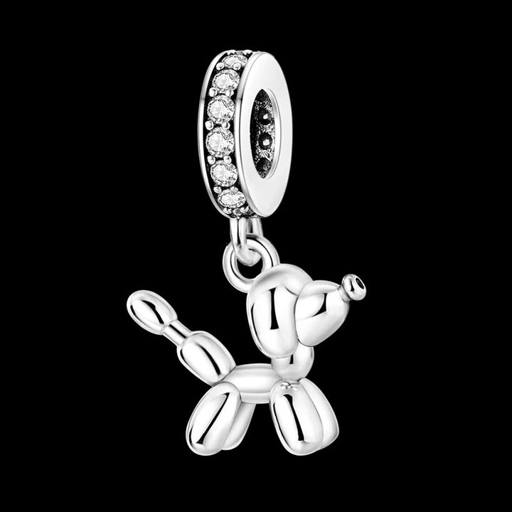 Charm Globo de Perrito Plateado