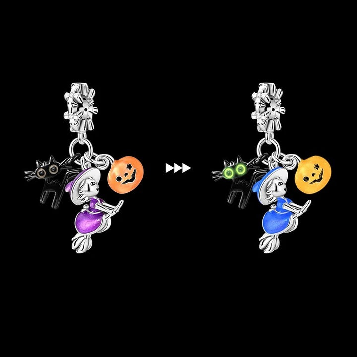 Charm Brujita y Gato Negro Fluorescente