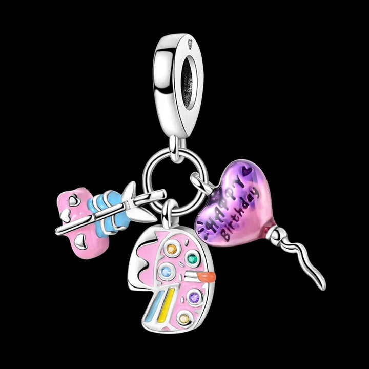 Charm Pastel y Corazón de Happy Birthday