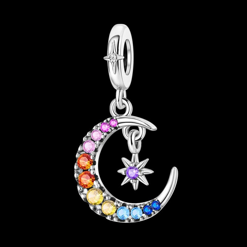 Charm Amuleto de Luna & Estrella de Gemas