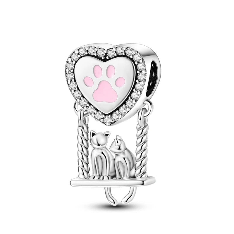 Charm Corazón y Gatitos Enamorados