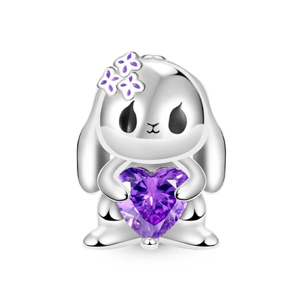 Charm Conejito & Corazón Morado