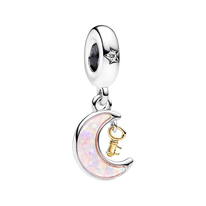 Charm Luna Rosa y Llave Dorada