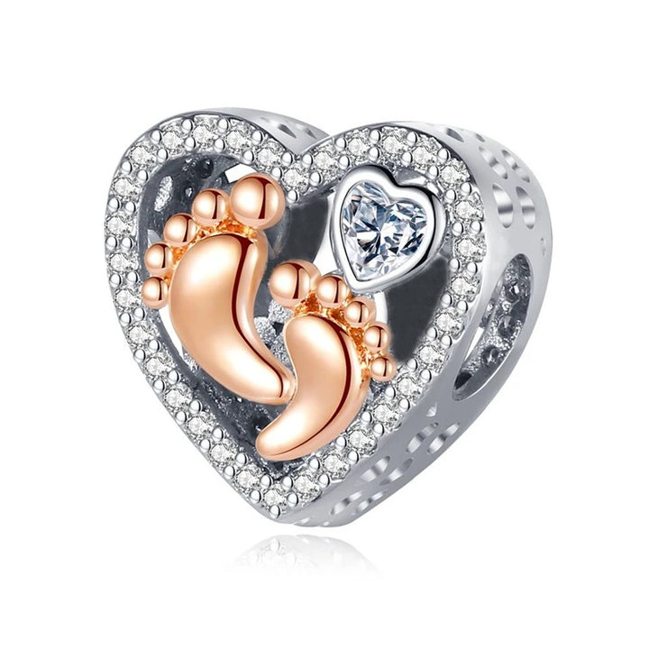 Charm Corazón y Pies de Bebé