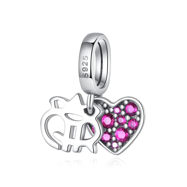 Charm Corazón con Cristales Rosados