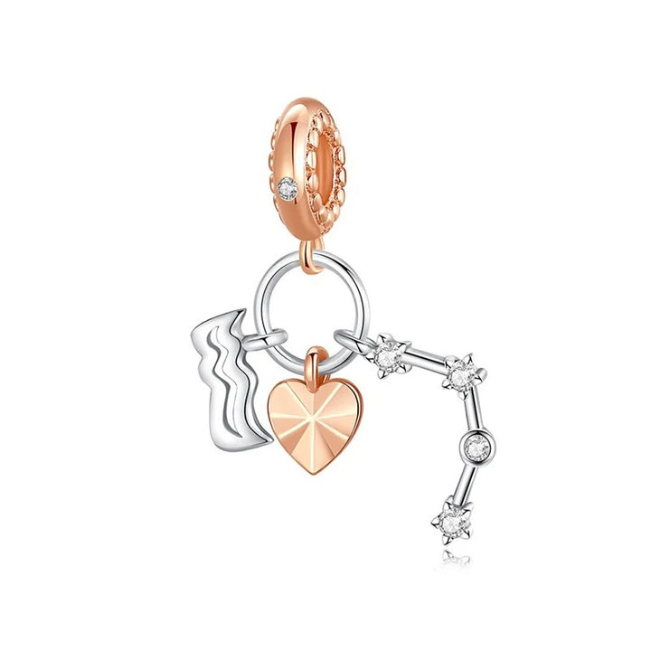 Charm Constelación del Zodíaco Acuario y Corazón