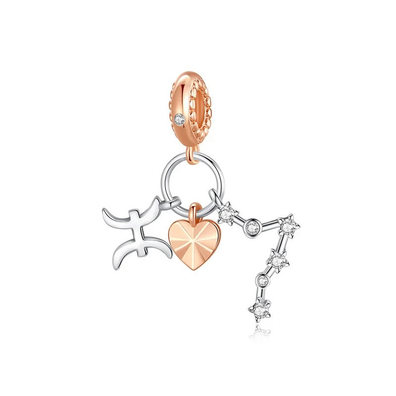 Charm Constelación del Zodíaco Piscis y Corazón