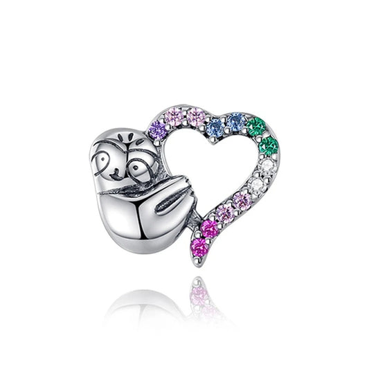Charm Perezoso y Corazón Multicolor