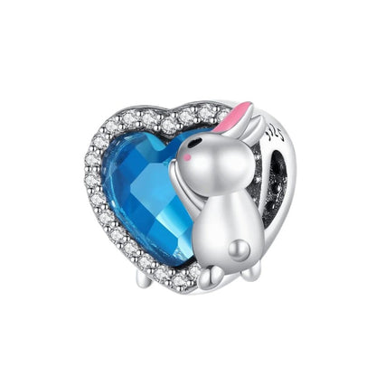 Charm Corazon Azul y Conejito