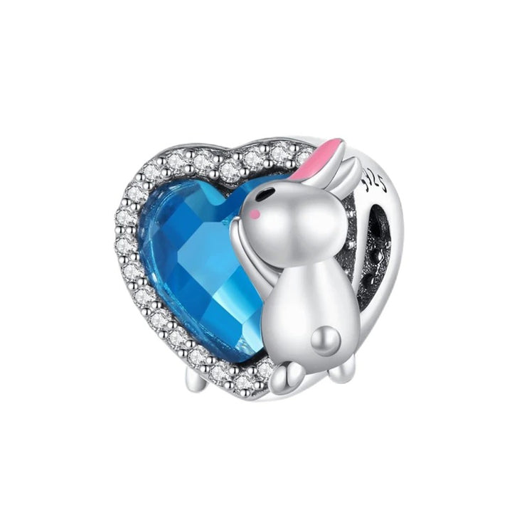 Charm Corazon Azul y Conejito