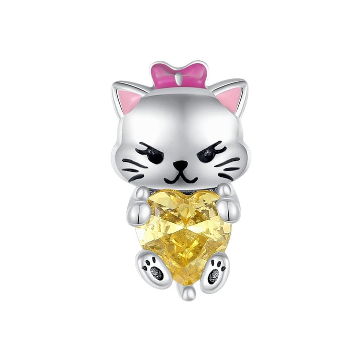 Charm Gatito y Corazón Amarillo