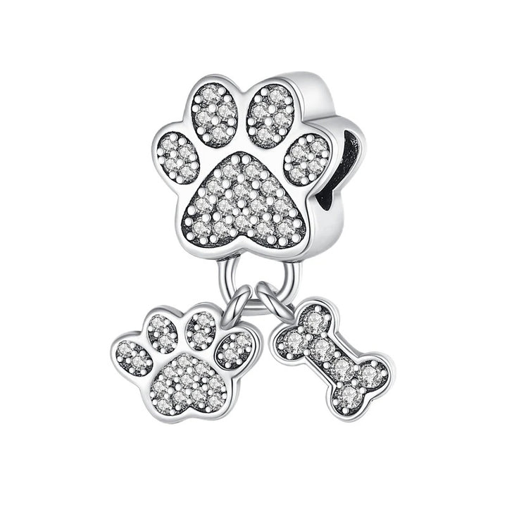 Charm Huellas de Perrito & Hueso Diamantado