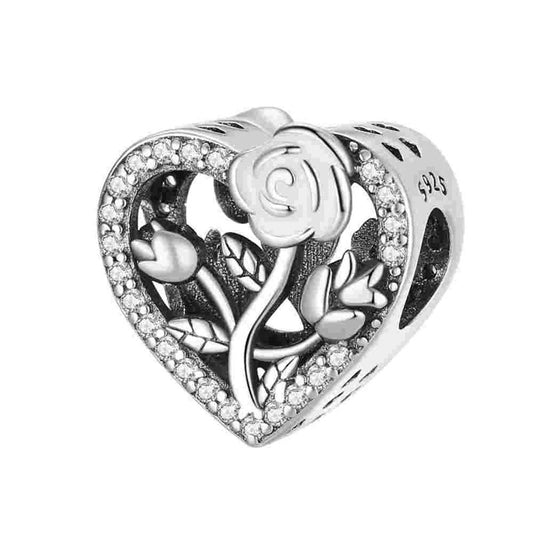 Charm Corazón & Rosa Blanca