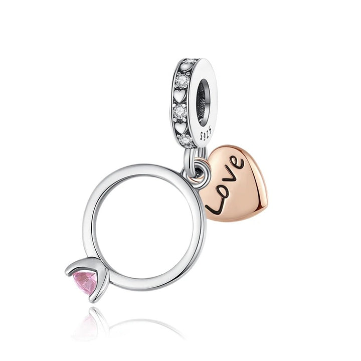 Charm Amuleto de Anillo y Corazón Love