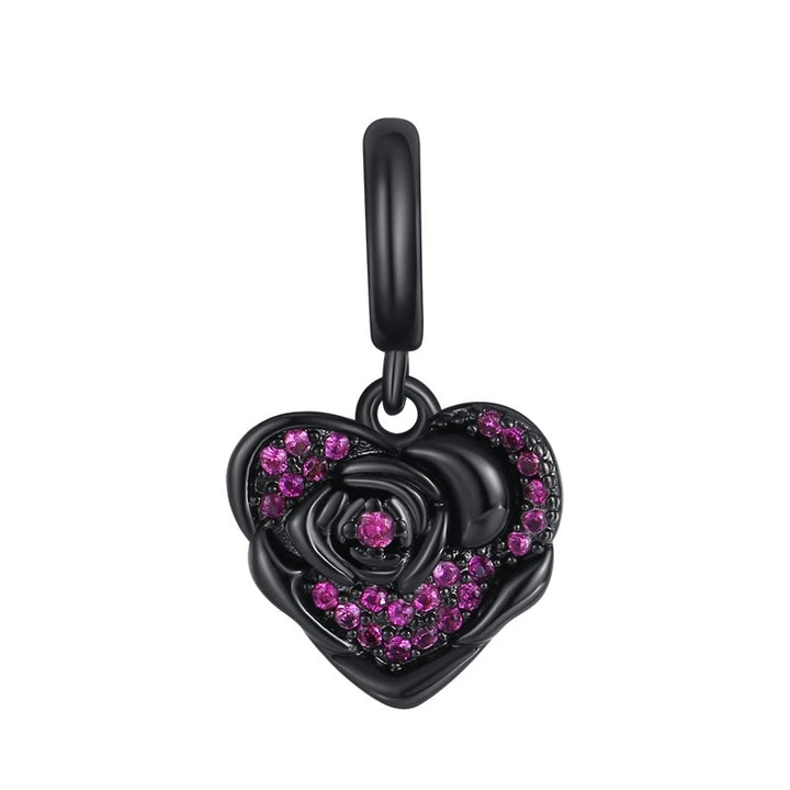 Charm Corazón Rosa Negra