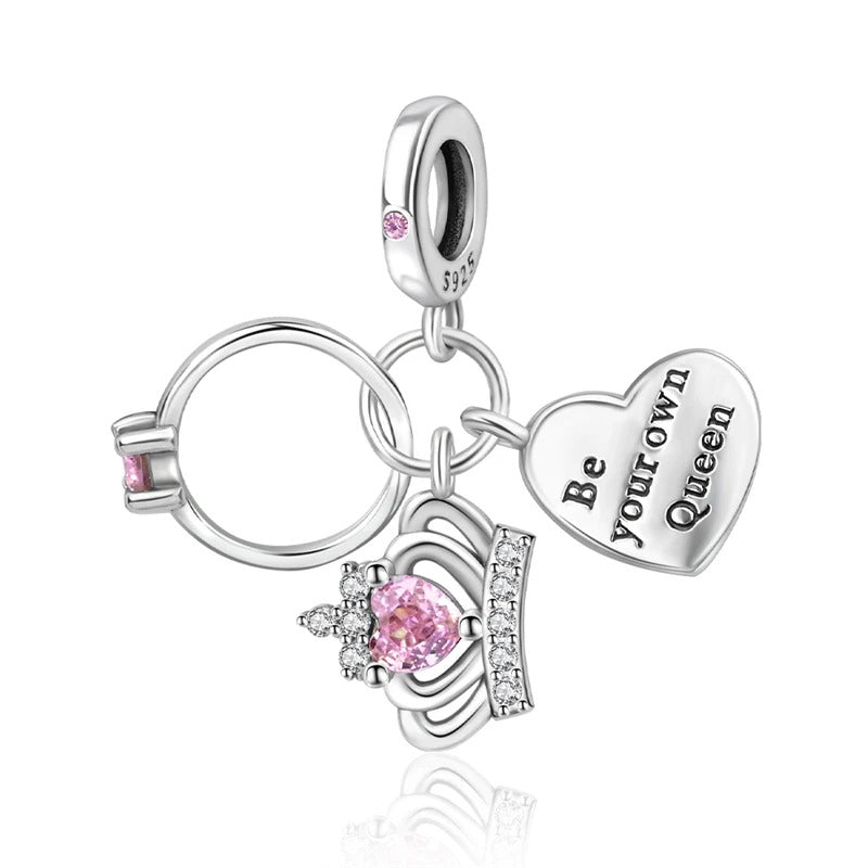 Charm Anillo, Corona y Corazón "Be Your Own Queen"