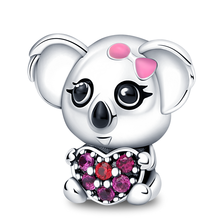 Charm Koala Corazon Rosa Diamantado