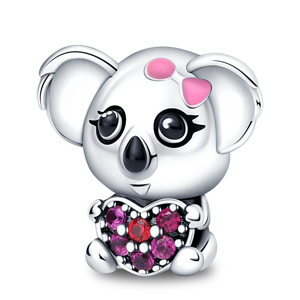 Charm Koala Corazon Rosa Diamantado