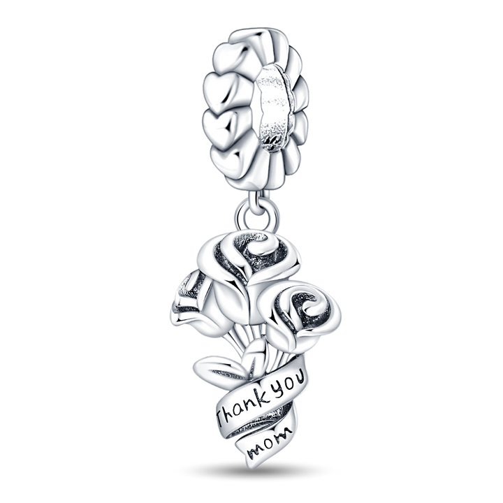 Charm Ramo de Rosas Plateado "Thank You Mom"