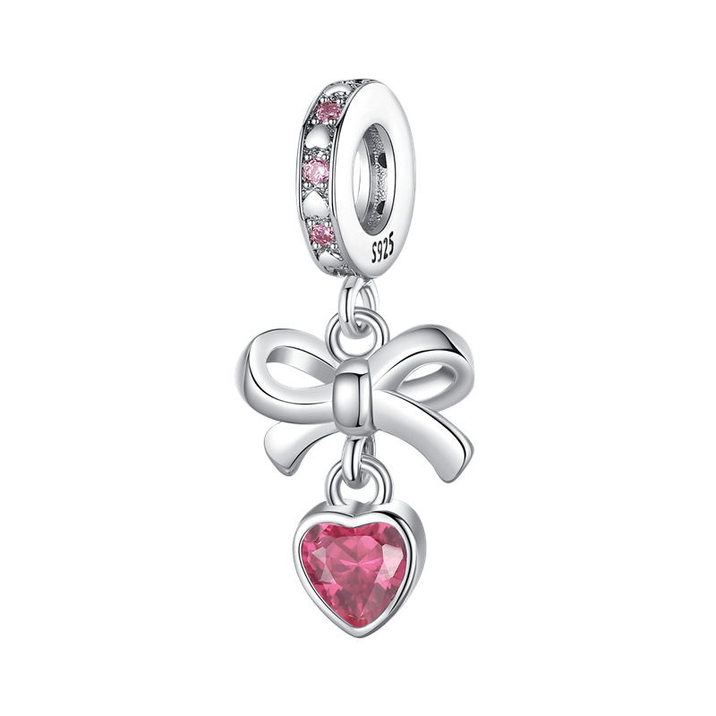 Charm Moño de Corazon Rosa