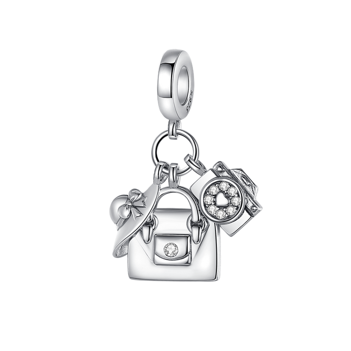 Charm Sombrero, Bolso & Camara Plateada