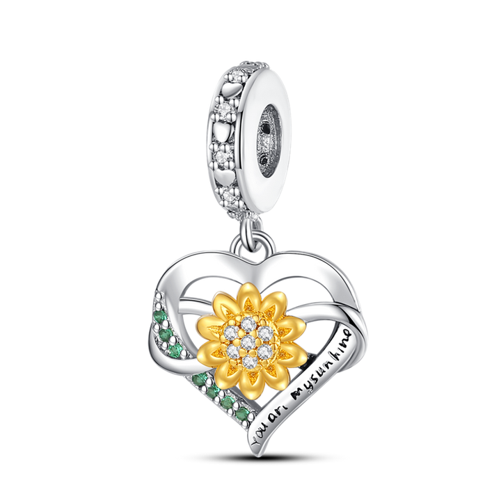 Charm Corazon Flor Amarilla