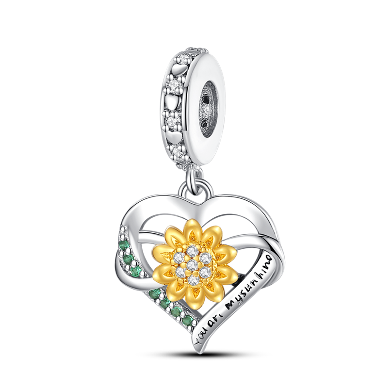 Charm Corazon Flor Amarilla