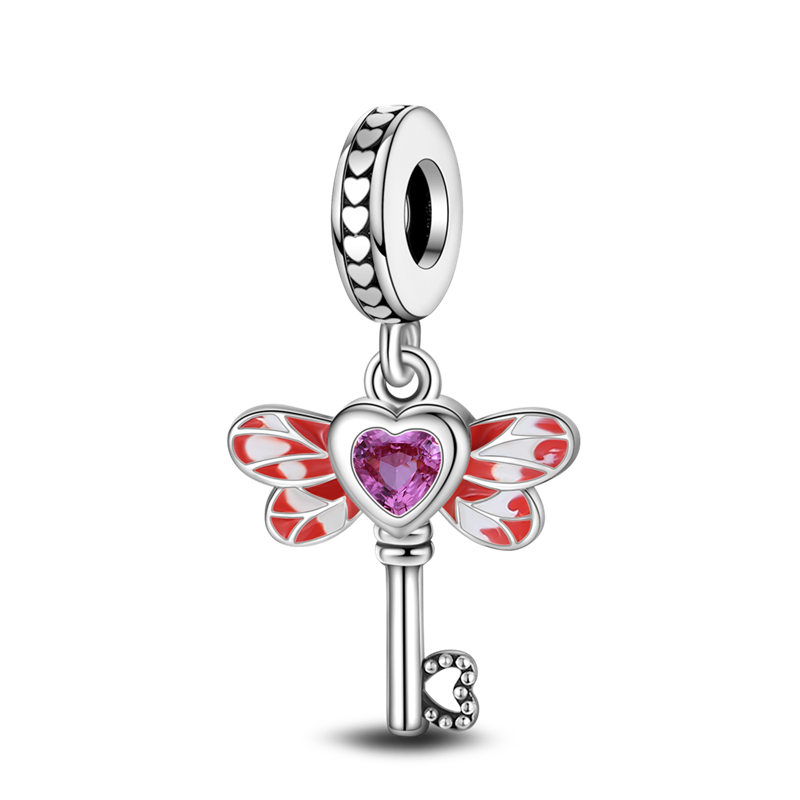 Charm Llave Corazon Rosa