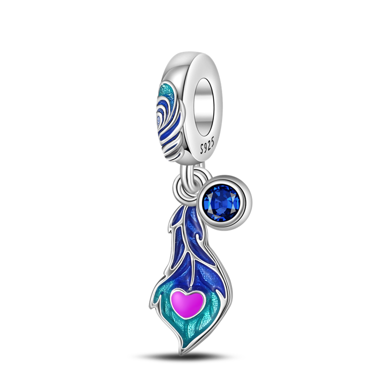 Charm Corazon Rosa & Pluma