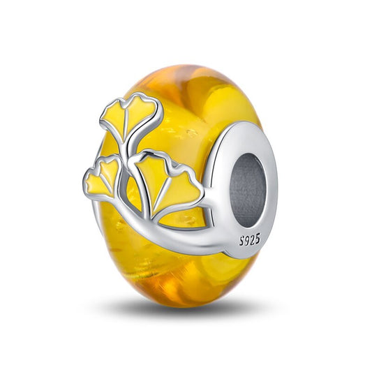 Charm Abalorio de Árbol Amarillo