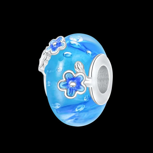 Charm Abalorio de Flores Azules