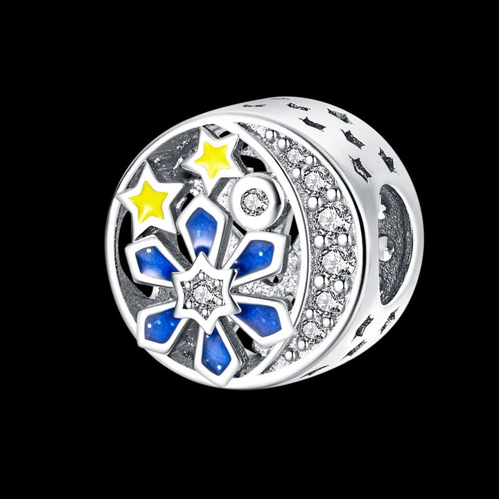 Charm Abalorio Luna y Estrellas Brillante