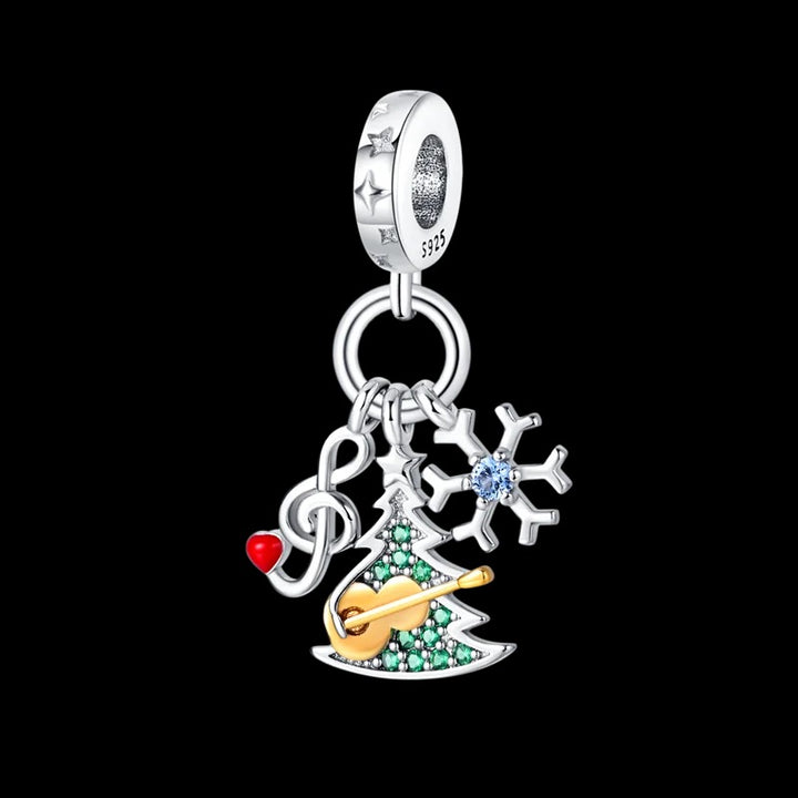 Charm Nota de Música, Árbol de Navidad y Copo de Nieve