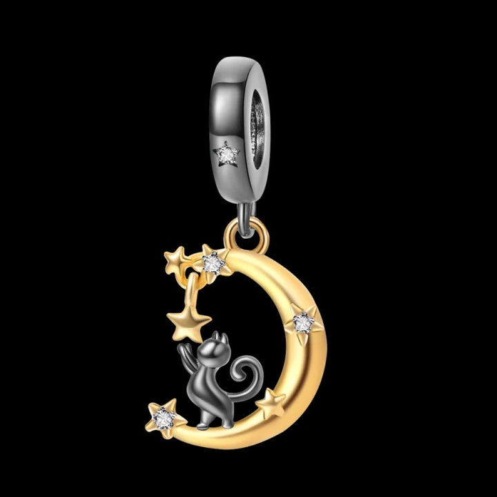 Charm Gato Negro y Luna Estrellada