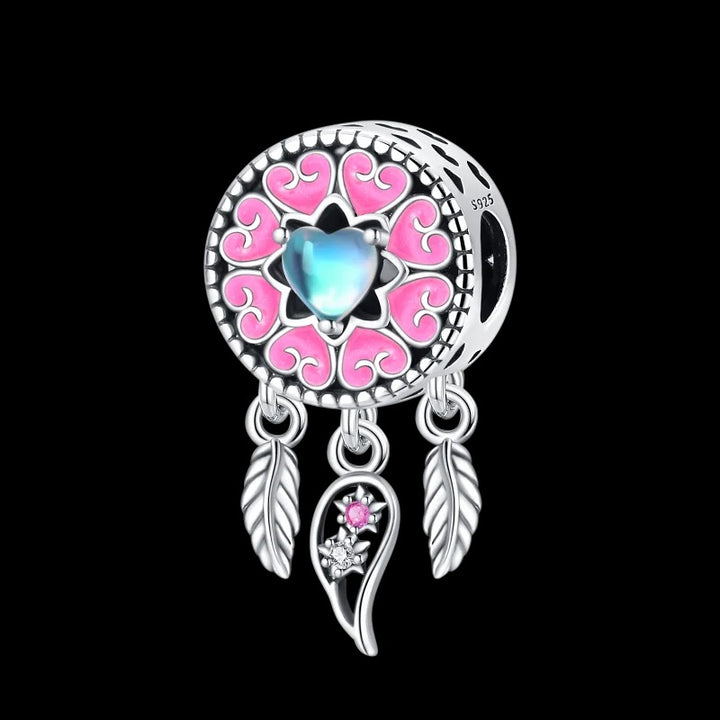 Charm Atrapasueños de Corazones Rosas