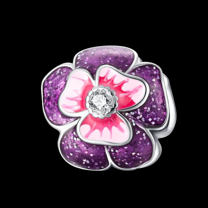 Charm Flor Morada Glitter