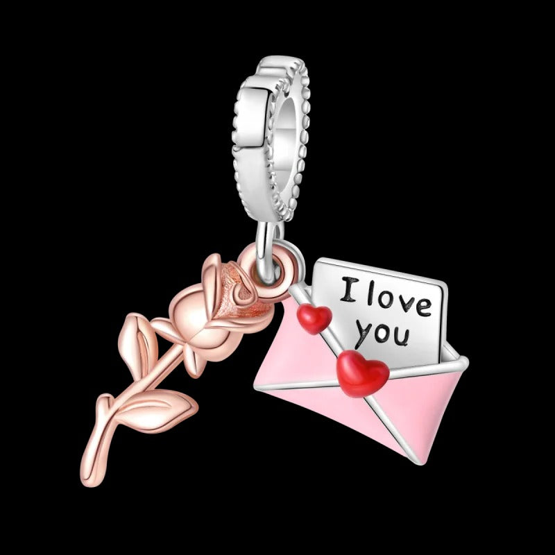 Charm Rosa & Carta "I Love U"