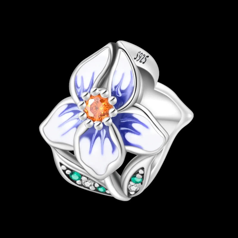 Charm Abalorio de Flor Blanca y Azul