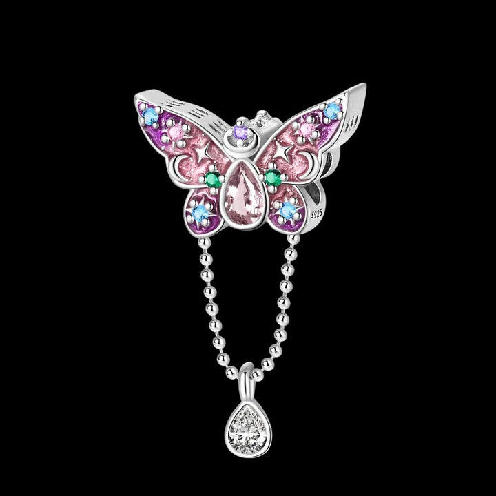 Charm Mariposa Rosa de Estrellas