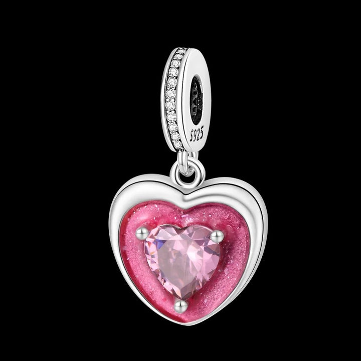 Charm Corazón con Cristal Rosa