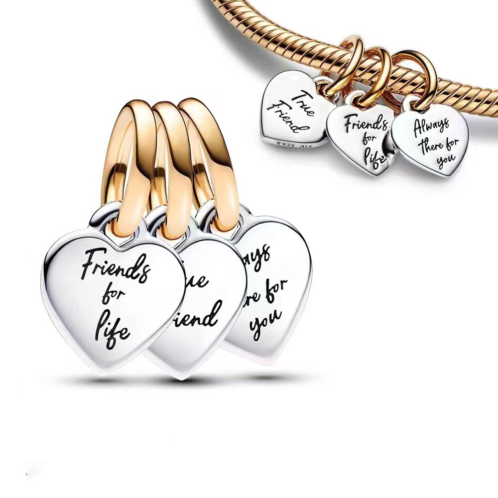 Charm Triple Corazón de Amigos