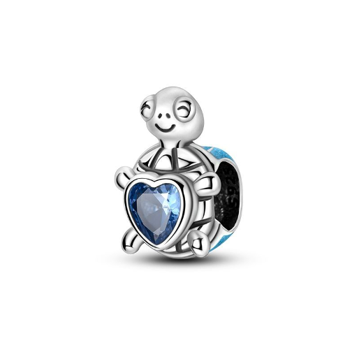 Charm Tortuga Azul y Corazón Azul