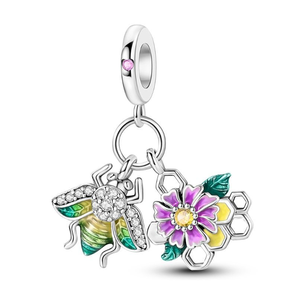 Charm Abeja y Flor Morada