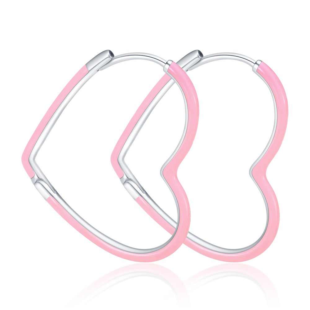 Aretes Corazon Rosa